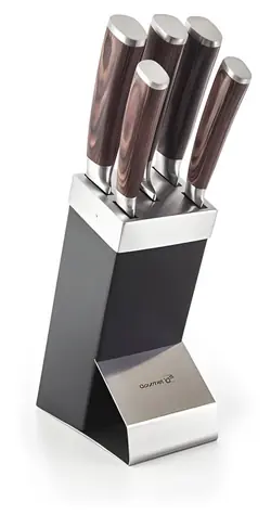 G21 Gourmet Dynamic Sada nožů 5 ks / černo-nerezový blok / nerezová ocel