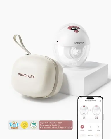 Momcozy M5 červená / Odsávačka mateřského mléka / elektrická / ovládání appkou / 9 úrovní intenzity