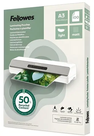 Fellowes Laminovací fólie A3 matná Light recyklovaná / Laminovací fólie / 100 ks