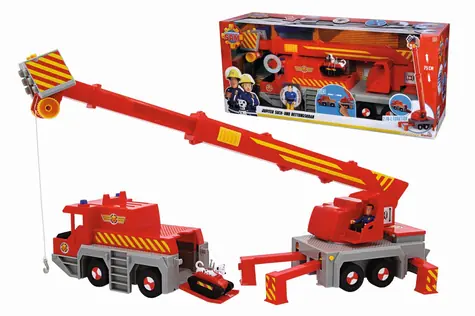 SIMBA Hasič Sam Záchranný jeřáb 2v1 / Hračka / figurka + auto Radar / 75 cm