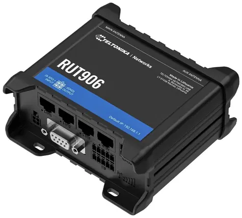 Teltonika RUT906 / Router industriální / 4G (LTE) / Dual SIM / Wi-Fi / RS232 & RS485 / DIN lišta