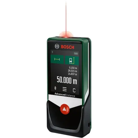 BOSCH AdvancedDistance 50C / Digitální laserový dálkoměr / Dosah až 50 m / Přesnost ±2 mm / Bluetooth / 3x AAA