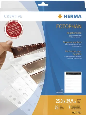 HERMA Obal na negativ / PP čirý / 25 listů / 6 pásků