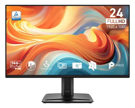 23.8" MSI PRO MP245 E14VL černá / Monitor / FHD / IPS / 144Hz / HDMI+VGA / VESA