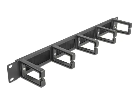 Delock 19" Kartáčová kabelová lišta / Organizér kabelů / 1U / Kov, nylon / Černá