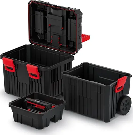 Kistenberg Box na nářadí na kolečkách HEAVY černý / Pojízdný box / 71 l / Plast