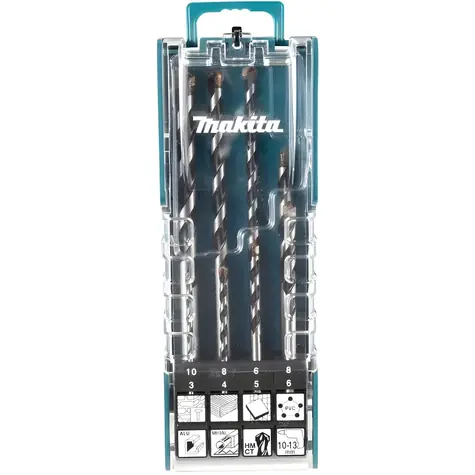 Makita Sada vrtáků TCT 8 ks / Vrtáky / válcová stopka / O 3-10 mm / dřevo, kov, zdivo