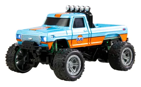 AMEWI RC Monstertruck DieCast modrá/oranžová / Model auta / Měřítko 1:64 / 2WD / RTR / Kovová karoserie