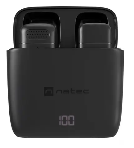 Natec Hopper Lavalier černá (NMI-2253) / Klopový mikrofon / sada 2 ks / bezdrátový / USB-C / 2.4 GHz