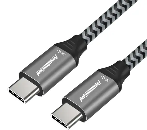 PremiumCord USB-C - USB-C černá / Datový kabel / USB 3.2 Gen 1 / 5 Gbit/s / bavlněný oplet / 0,5 m
