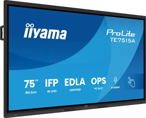 75" iiyama ProLite TE7515A-B2AG černá / Interaktivní dotykový displej / 4K UHD / VA / Android 14 / Wi-Fi 6