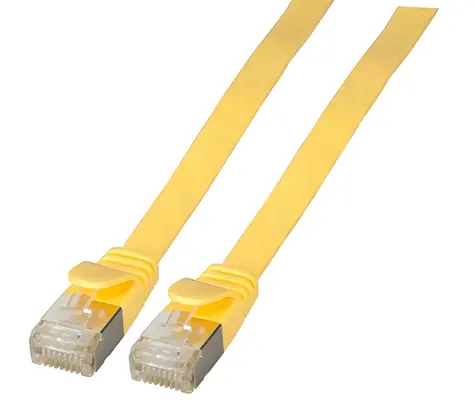 EFB U/FTP Cat6A 2 m žlutá / Plochý patch kabel / RJ-45 / PVC / 10 Gbit/s