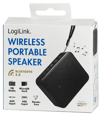 LogiLink přenosný Bluetooth reproduktor černá / Reproduktor / Bluetooth 5.3 / FM rádio / microSD, USB, AUX