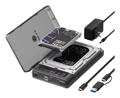 Icy Box Klonovací dokovací stanice černá / Dokovací stanice / M.2 & 2,5" & 3,5" / USB 3.2 Gen 2 / 10 Gbps