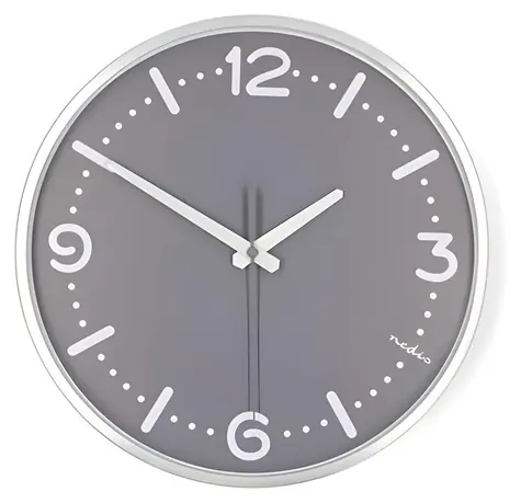 Nedis CLWA3226SS / Nástěnné hodiny / Průměr 300 mm / Hliník / Tichý chod