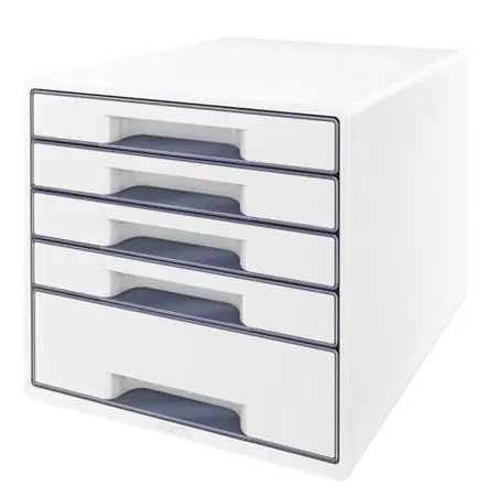 Leitz WOW Cube bílá / Zásuvkový box / 5 zásuvek / Plast