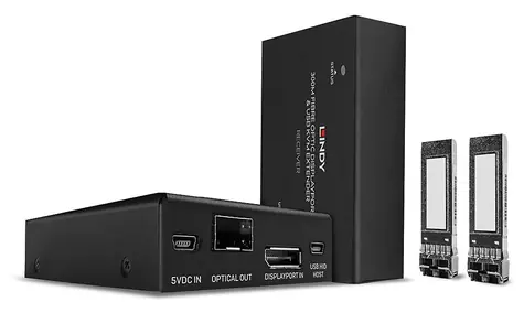 Lindy DisplayPort 1.2 KVM extender optický / KVM extender / 300 m / 4K 60Hz / 4x USB 2.0