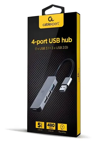 Gembird / USB hub / USB 3.1 (Gen 1) / 4 porty / 1x USB 3.1 + 3x USB 2.0