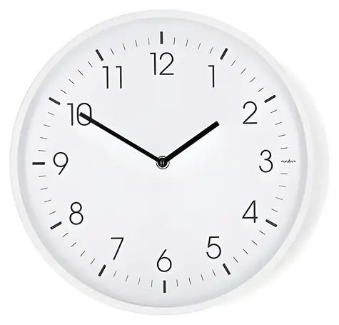 Nedis CLWA1226WT bílá / Nástěnné hodiny / Průměr: 300 mm / Plast / Tichý pohyb