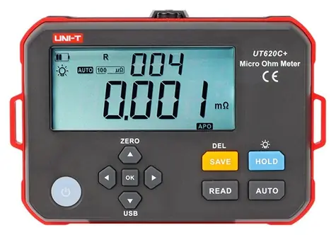 Uni-T UT620C+ / Mikroohmmetr / 0,001 m?–300 k? / rozlišení 1 µ? / USB-C / IP54