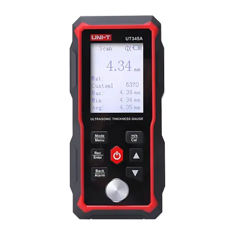 UNI-T UT345A / Ultrazvukový tloušťkoměr / Rozsah 1–300 mm / LCD 2,4” / USB-C / Baterie 2000 mAh