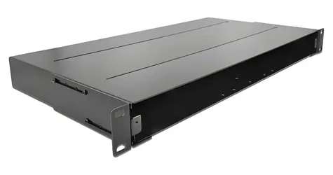 Delock Optický spojovací box 19" 48 vláken černá / Optický spojovací box / 1U / kov / nástěnná montáž