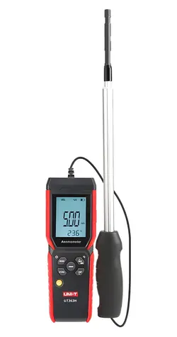 UNI-T UT362H / Anemometr / 0-30 m/s / teplota -20 až 70°C / teleskopická sonda 120 cm / LCD