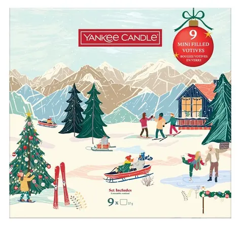 Yankee Candle Apres Ski / Sada 9 mini svíček / votivní svíčky ve skle