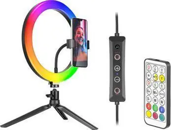 Tracer RGB Ring 26 cm / Kruhové LED světlo / stativ na telefon / dálkové ovládání / 18 barev