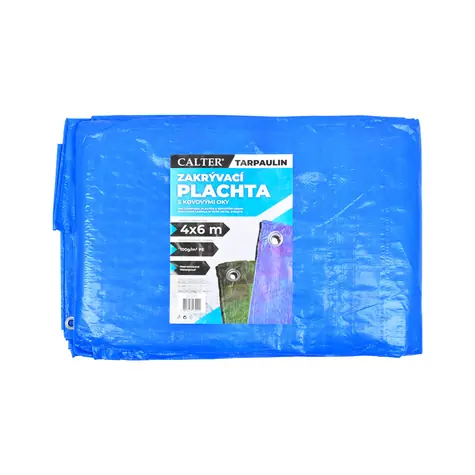 RULYT Krycí plachta 4x6 m modrá / Krycí plachta / 100 g/m2 / Nepromokavá s oky