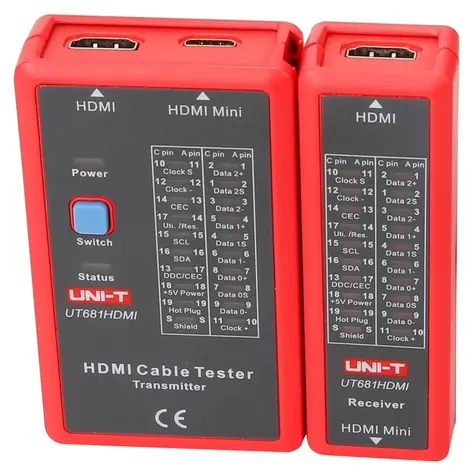 UNI-T UT681HDMI / Tester kabelů HDMI / Mini HDMI / LED indikace / 9V baterie