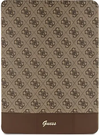Guess 4G Folio hnědá / Pouzdro / Apple iPad Pro 12.9" (2020/2021/2022) / Stripe Allover