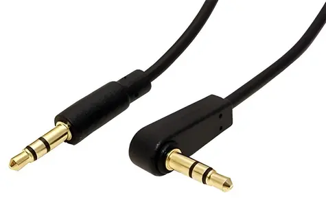 OEM Audio kabel Jack 3,5mm (M) - Jack 3,5mm (M) lomený 90° černý / Audio kabel / 1,5 m