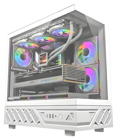 darkFlash DS950 bílá / Počítačová skříň / ATX / 6x ventilátor 120mm / tvrzené sklo / USB-C 3.2 Gen 2