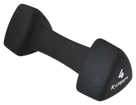 Lifefit TRIANGLE 4 kg černá / Neoprenová činka / ocelové jádro / protiskluzový povrch