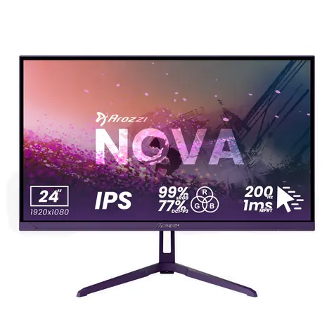 23.8" Arozzi Nova fialová / Monitor / IPS / Full HD / 200Hz / 1ms / DP+HDMI