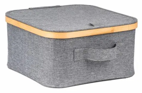 G21 Úložný box bambus s víkem šedá / Úložný box / 30 x 30 x 15 cm