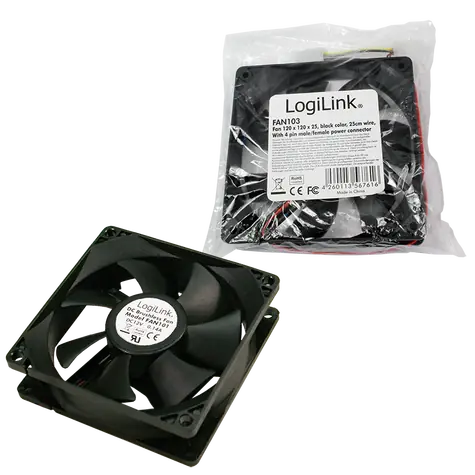 LogiLink FAN103 černá / Ventilátor pro PC skříň / 120x120x25 mm / 4-pin