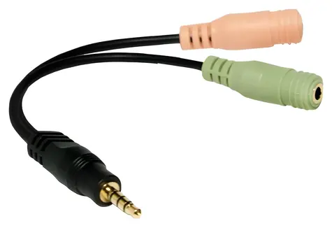 LogiLink CA0021 černá / Audio adaptér / Jack 3.5mm 4pin (M) - 2x Jack 3.5mm (F) / 0,15 m