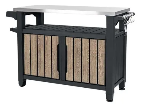 Keter UNITY XL Ashwood / Grilovací stolek / 207 l / venkovní úložný box