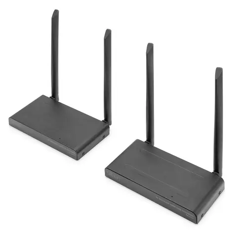 Digitus 4K Wireless HDMI KVM Extender Set černá / Bezdrátový HDMI extender / KVM / 150 m / 4K 30Hz / 5 GHz