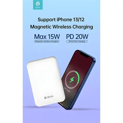Devia Smart Series Magnetic černá / Powerbanka / 5 000 mAh / bezdrátové nabíjení / PD 20W / MagSafe