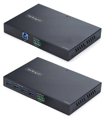 StarTech USB 3.0 extender 4 porty černá / Extender / 2× LAN / Napájecí adaptér