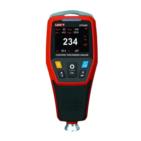 UNI-T UT343D / Zkoušečka tloušťky nátěru / 0–1250 µm / TFT displej / Paměť 500 záznamů / USB