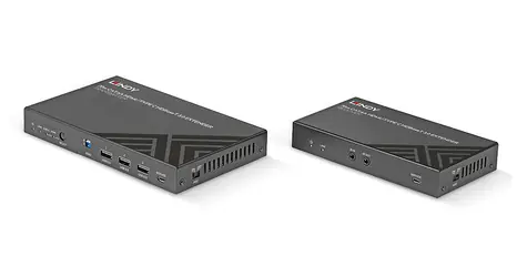 Lindy HDMI & USB-C KVM extender 70 m černá / KVM extender / HDBaseT 3.0 / Cat6a / 4K60 / HDCP 2.2