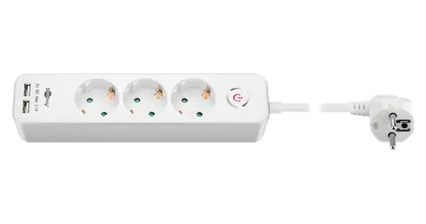 Goobay 41264 bílá / Zásuvkový blok / 3x zásuvka / vypínač / USB