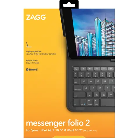 ZAGG Messenger Folio2 tmavě šedá / Pouzdro s klávesnicí / Apple iPad 10.2" a iPad Air 10.5" / německá klávesnice