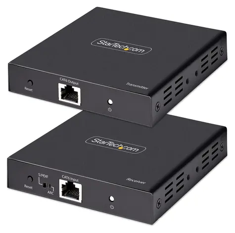 StarTech HDMI extender Cat6 černá / Extender videosignálu / 4K 60Hz / HDR / 7.1 audio / vysílač a přijímač