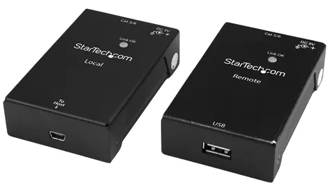 StarTech USB 2.0 extender kit / USB extender / přes Ethernet (RJ45) / vysílač a přijímač / kovové tělo