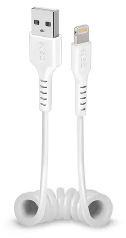 SBS Spirálový kabel USB-A - Lightning bílá / Kabel / MFI / 10 W / 17-50 cm